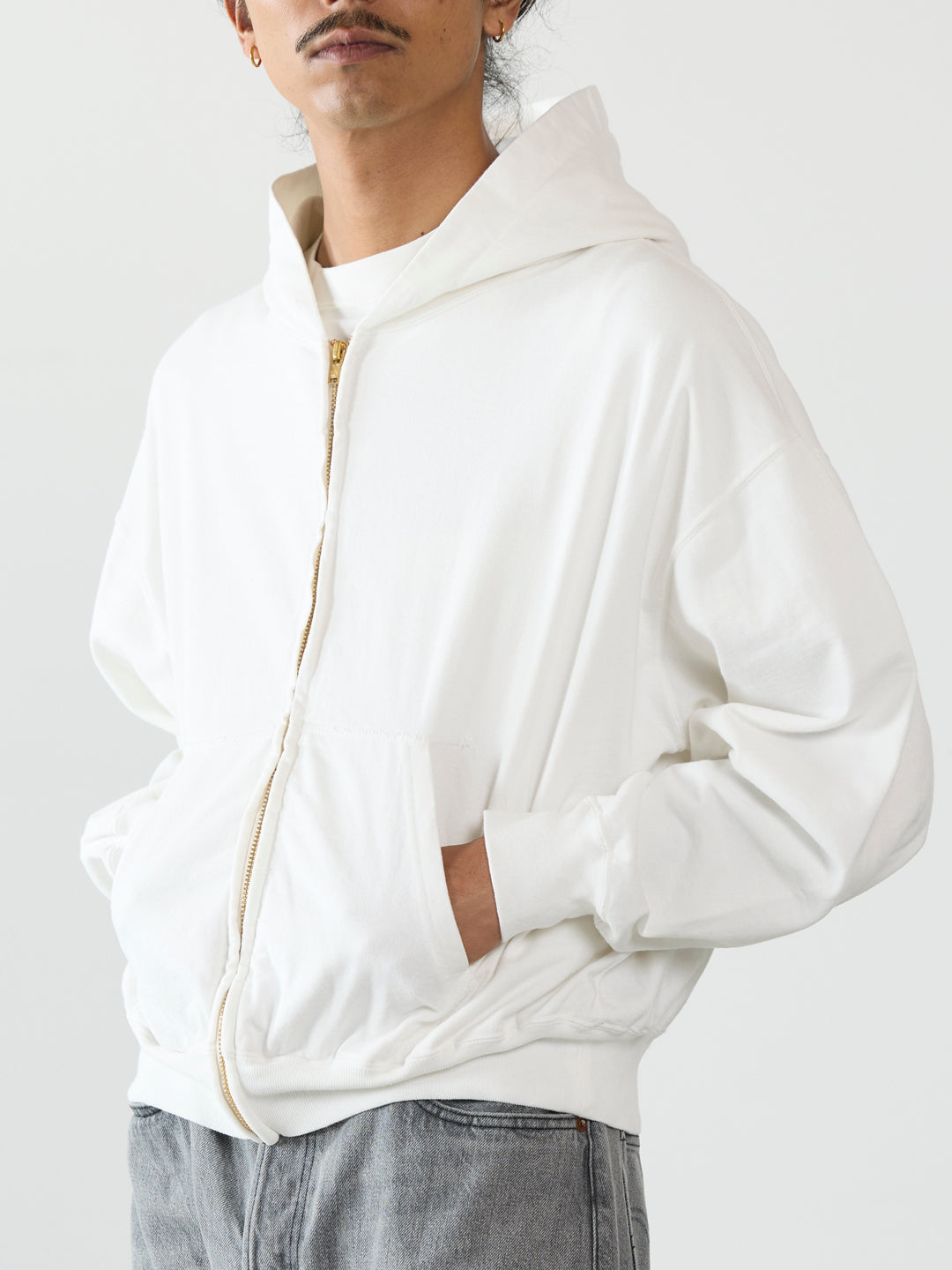 SP processed Supima fleece lining zip hoodie