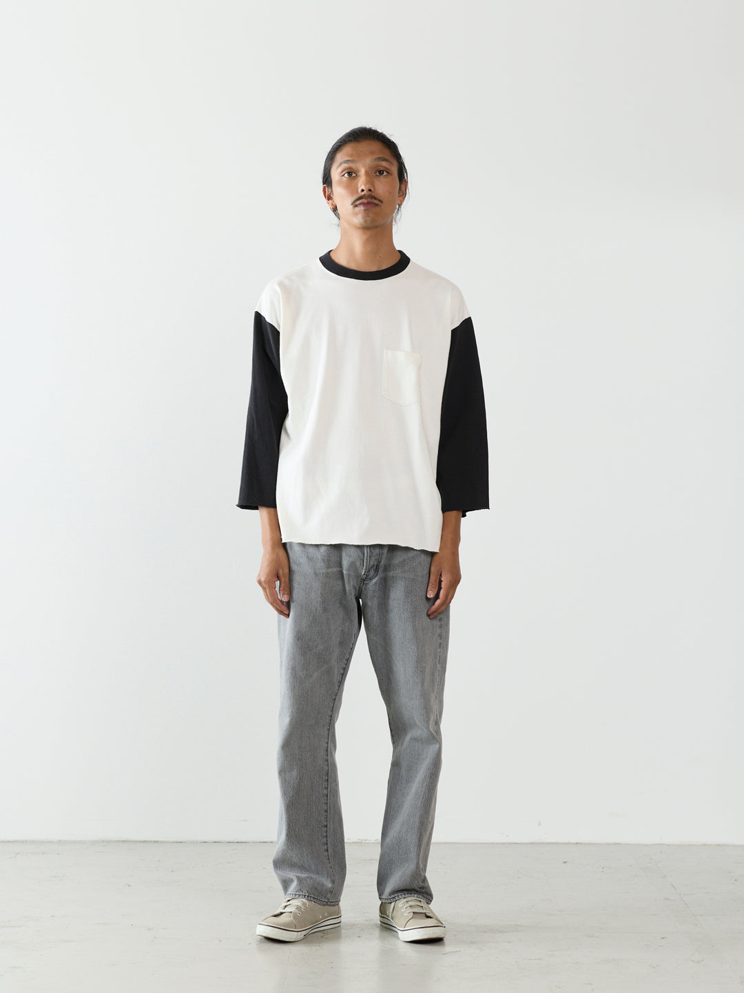 20/Open-end Thick Jersey 7-Sleeve Pocket Tee