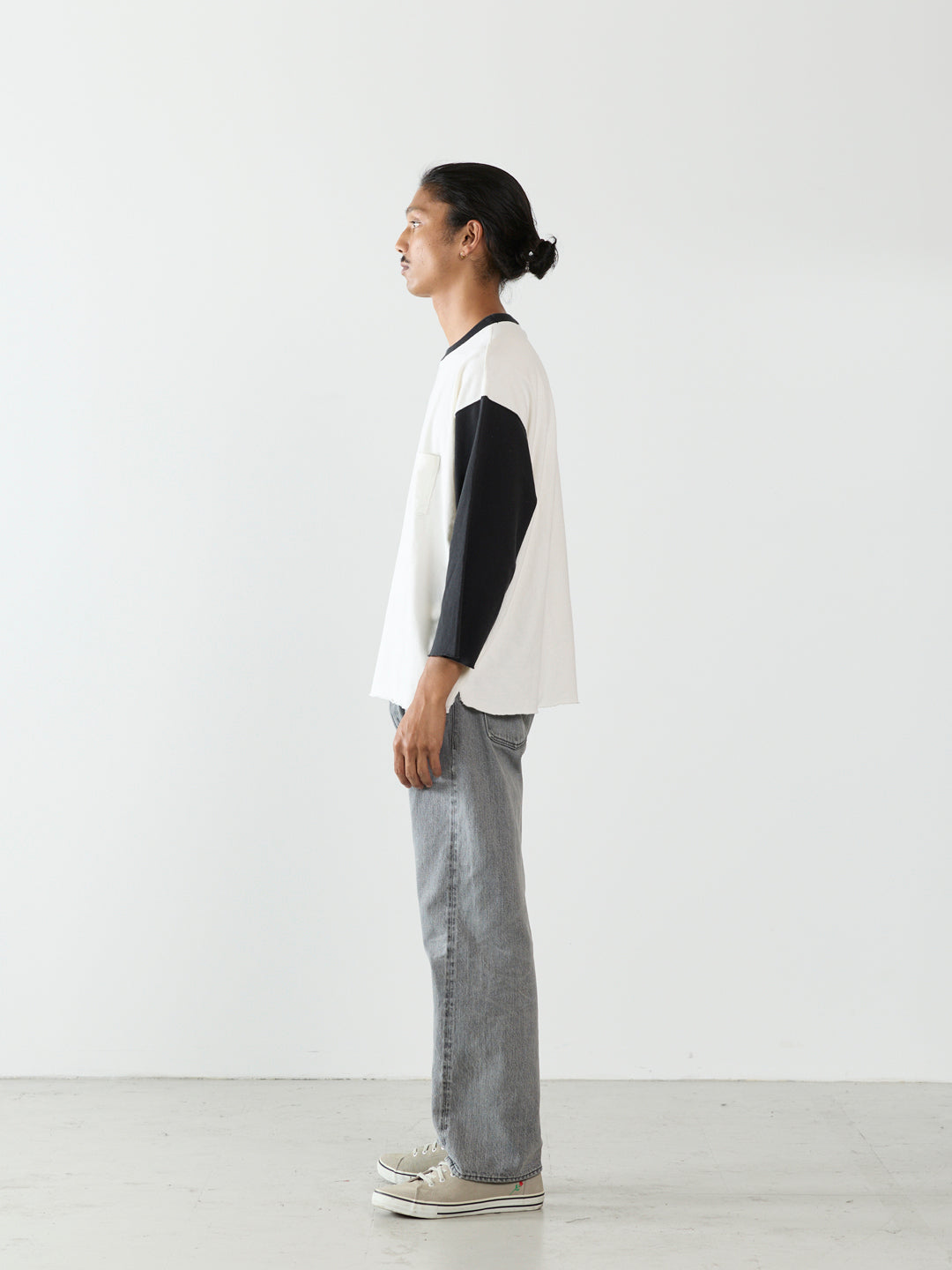 20/Open-end Thick Jersey 7-Sleeve Pocket Tee