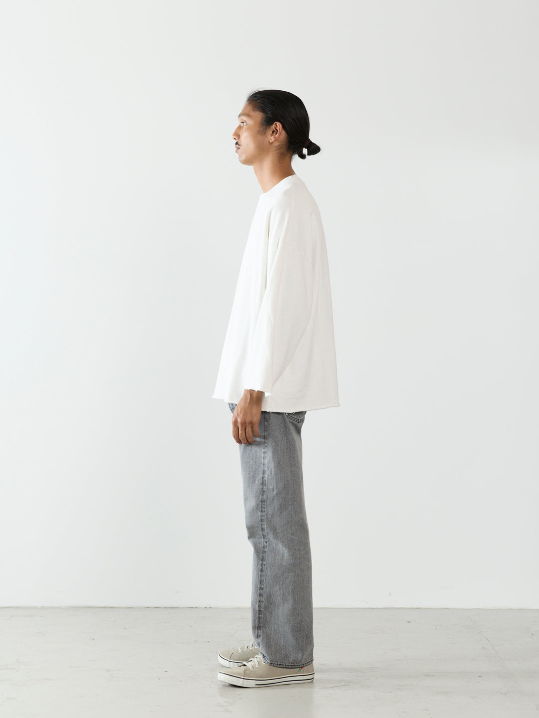 SP processing 3-ply brushed裏⽑ Crew Neck 3/4 Sleeve (Plain)