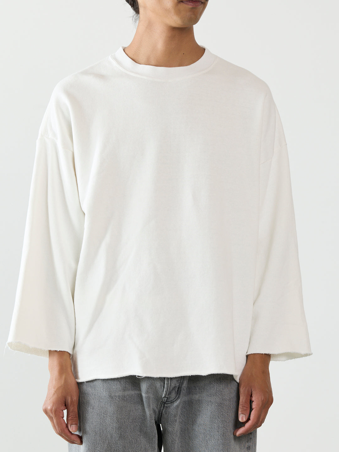 SP processing 3-ply brushed裏⽑ Crew Neck 3/4 Sleeve (Plain)