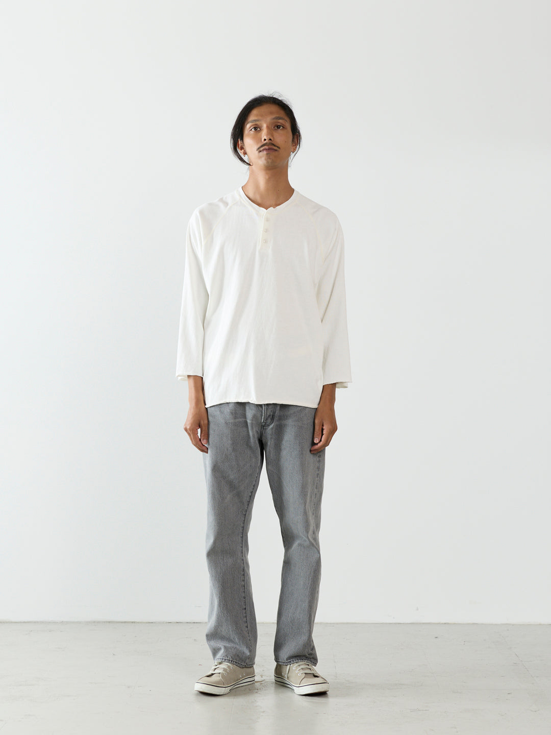 SP Finish 8/Tenjiku Raglan Henley Neck 3/4 Sleeve T-shirt (Plain)