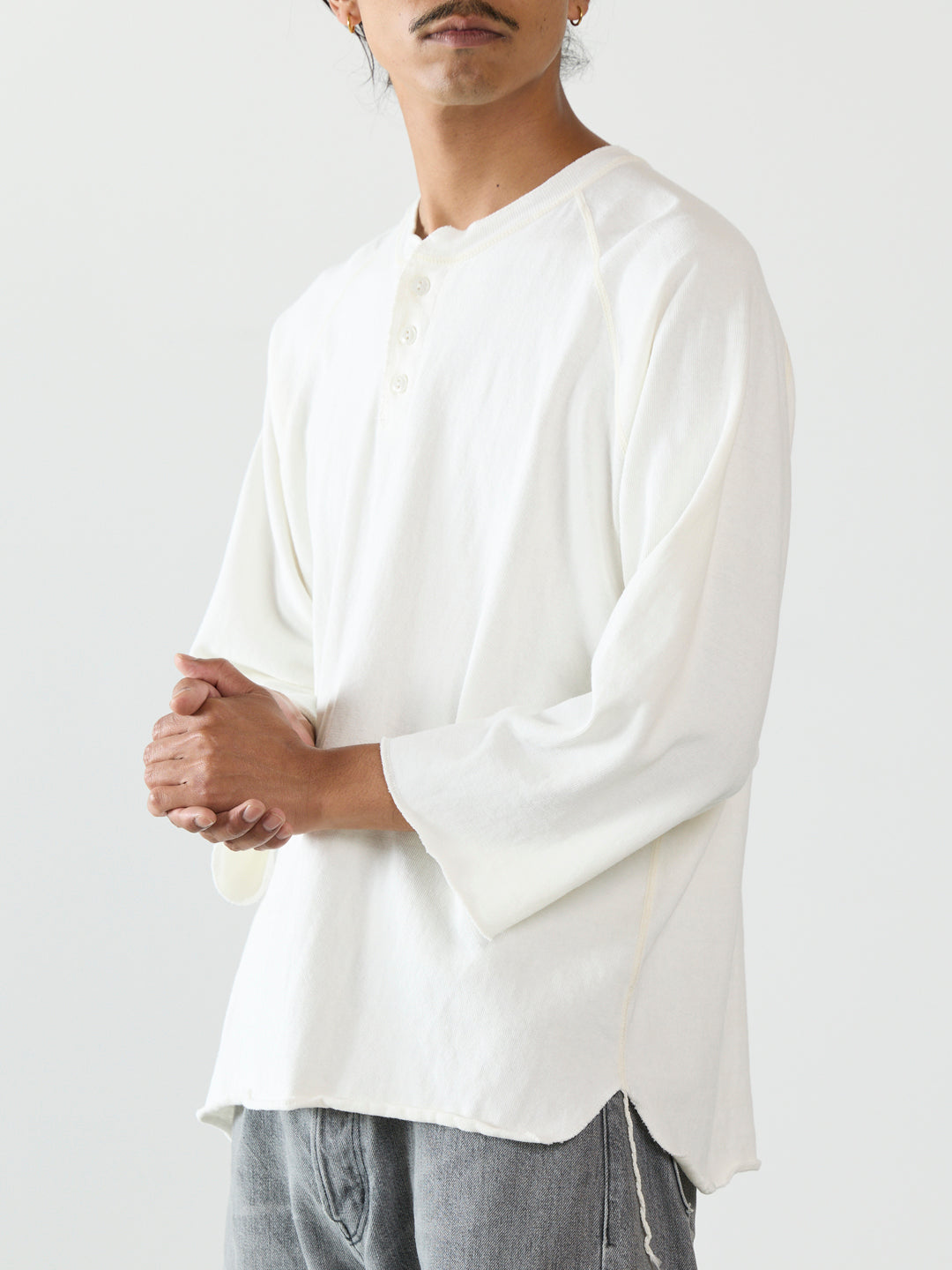 SP Finish 8/Tenjiku Raglan Henley Neck 3/4 Sleeve T-shirt (Plain)