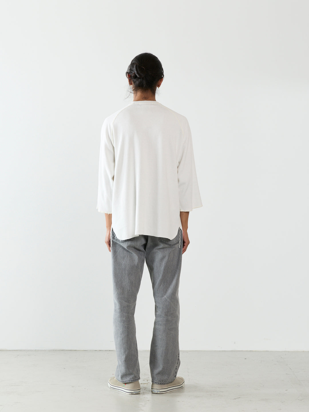 W-tuck Raglan Henley Neck 3/4 Sleeve T-shirt