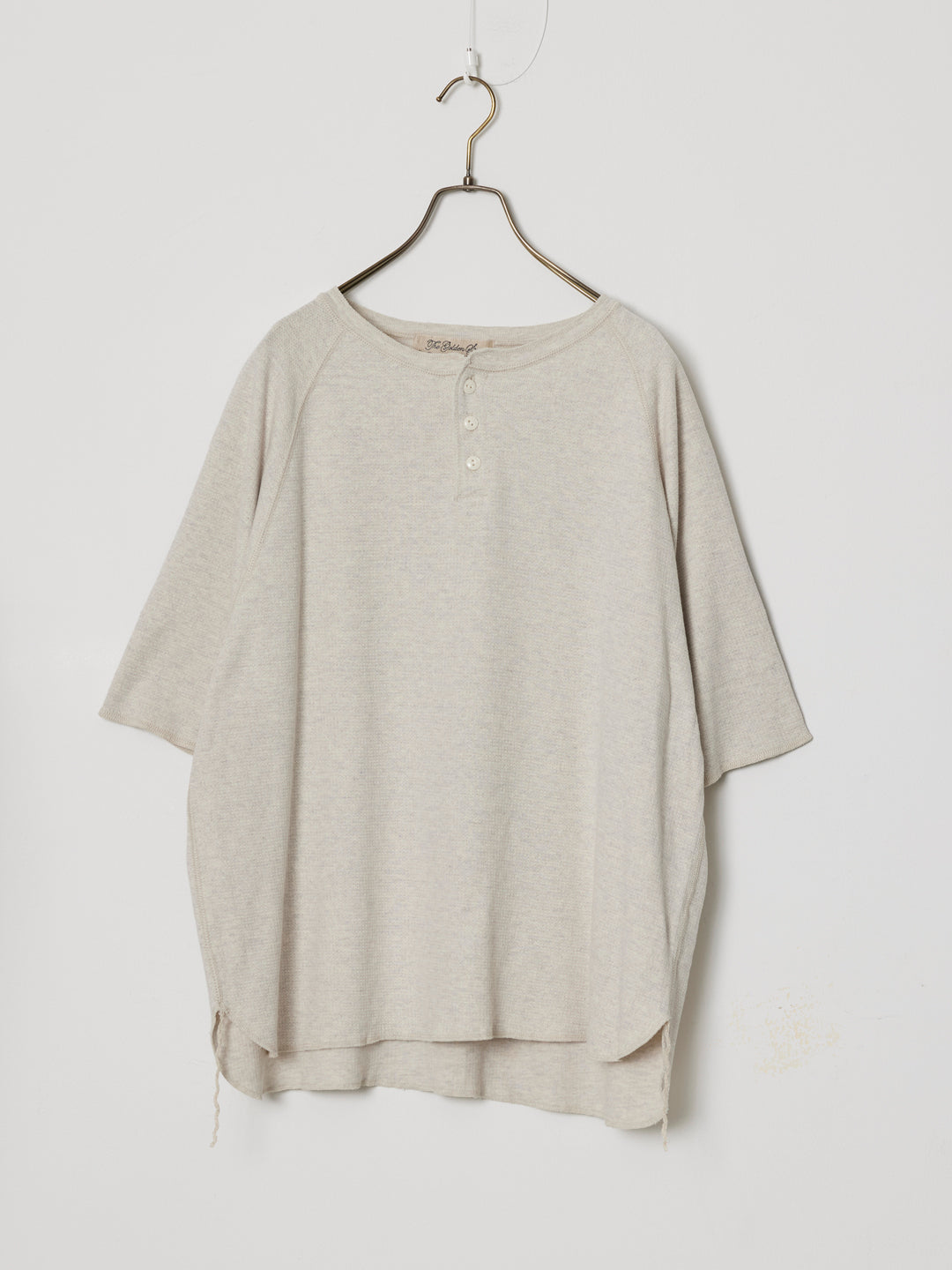 Double-knit Raglan Henley Neck T-shirt