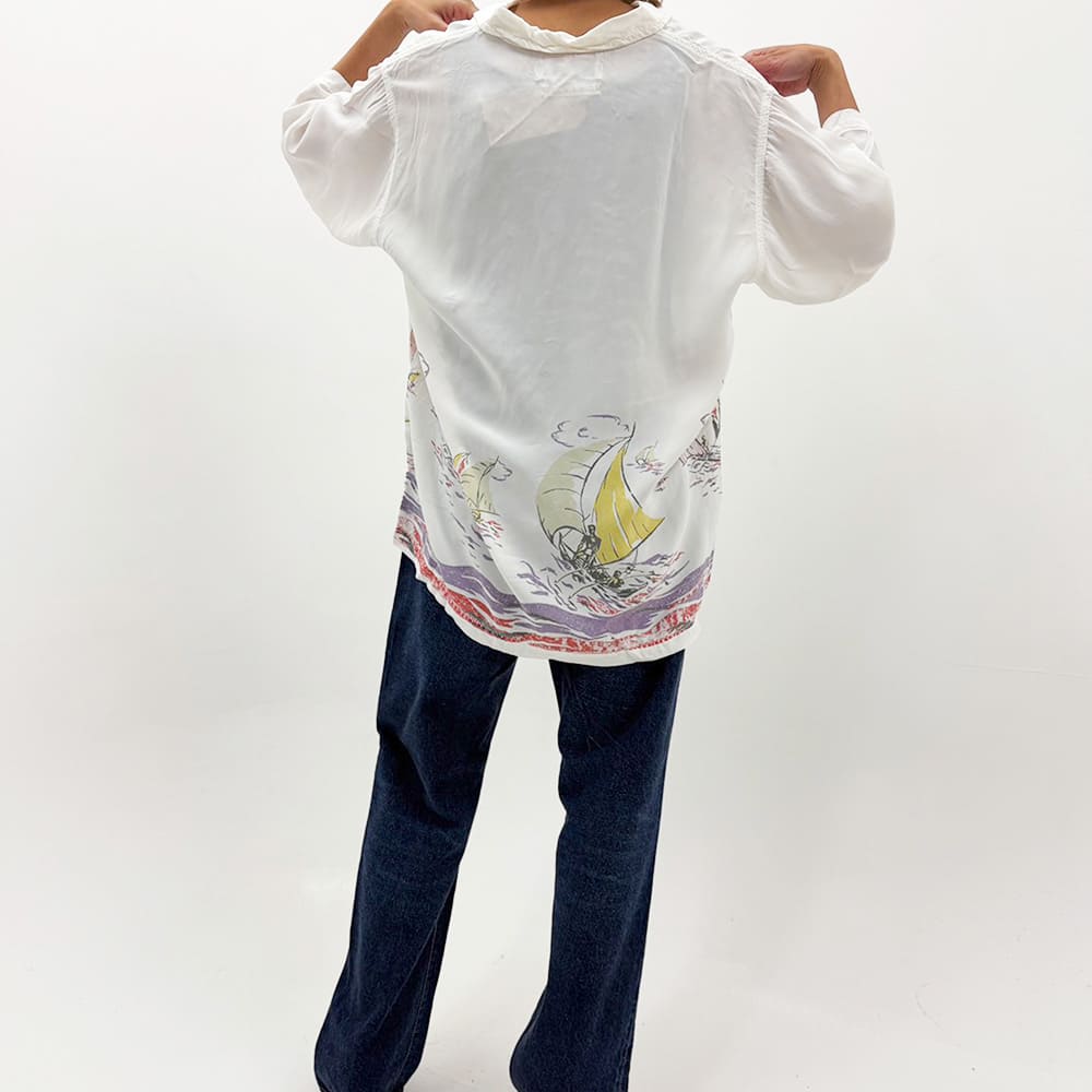 レーヨンアロハシャツ(ヨット総柄)