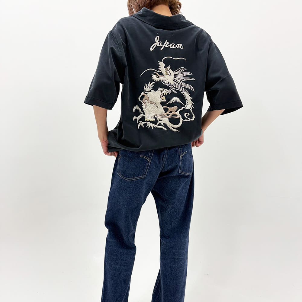 レーヨンフィブリルツイルS/Sシャツ(刺繍：⿓‧虎)