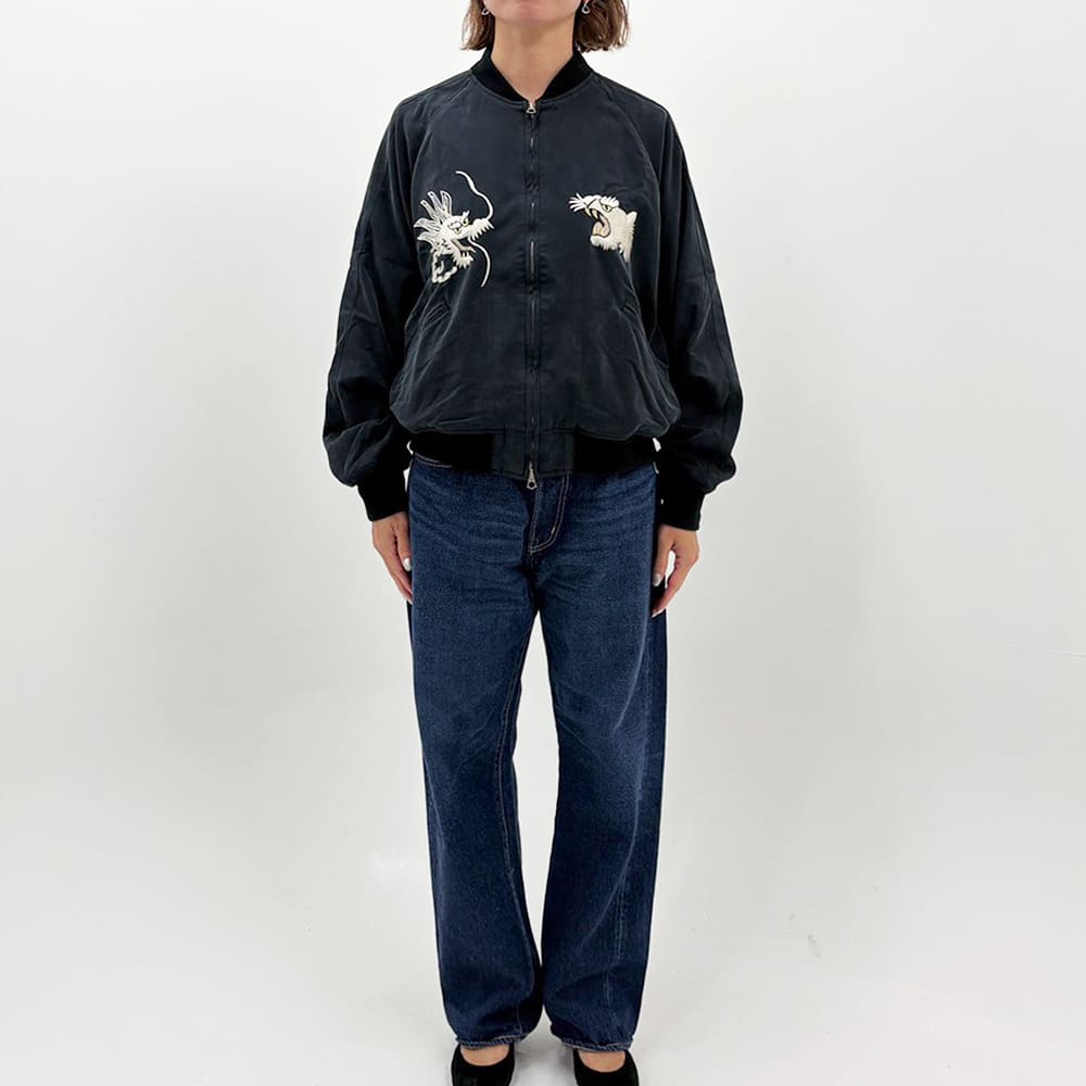 레이온 피브릴 트윌 스카잔 (자수:⿓‧호랑이)