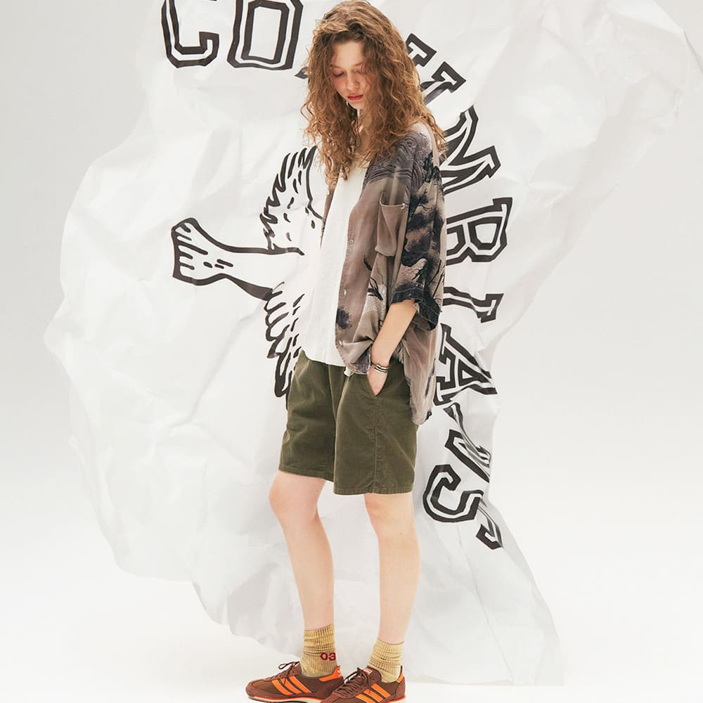 Crane print aloha shirt